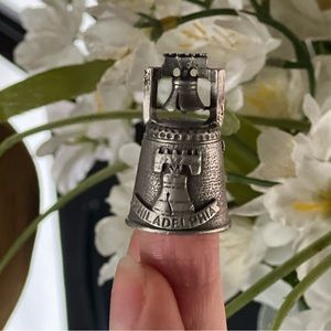 Vintage Pewter Philadelphia Liberty Bell Thimble